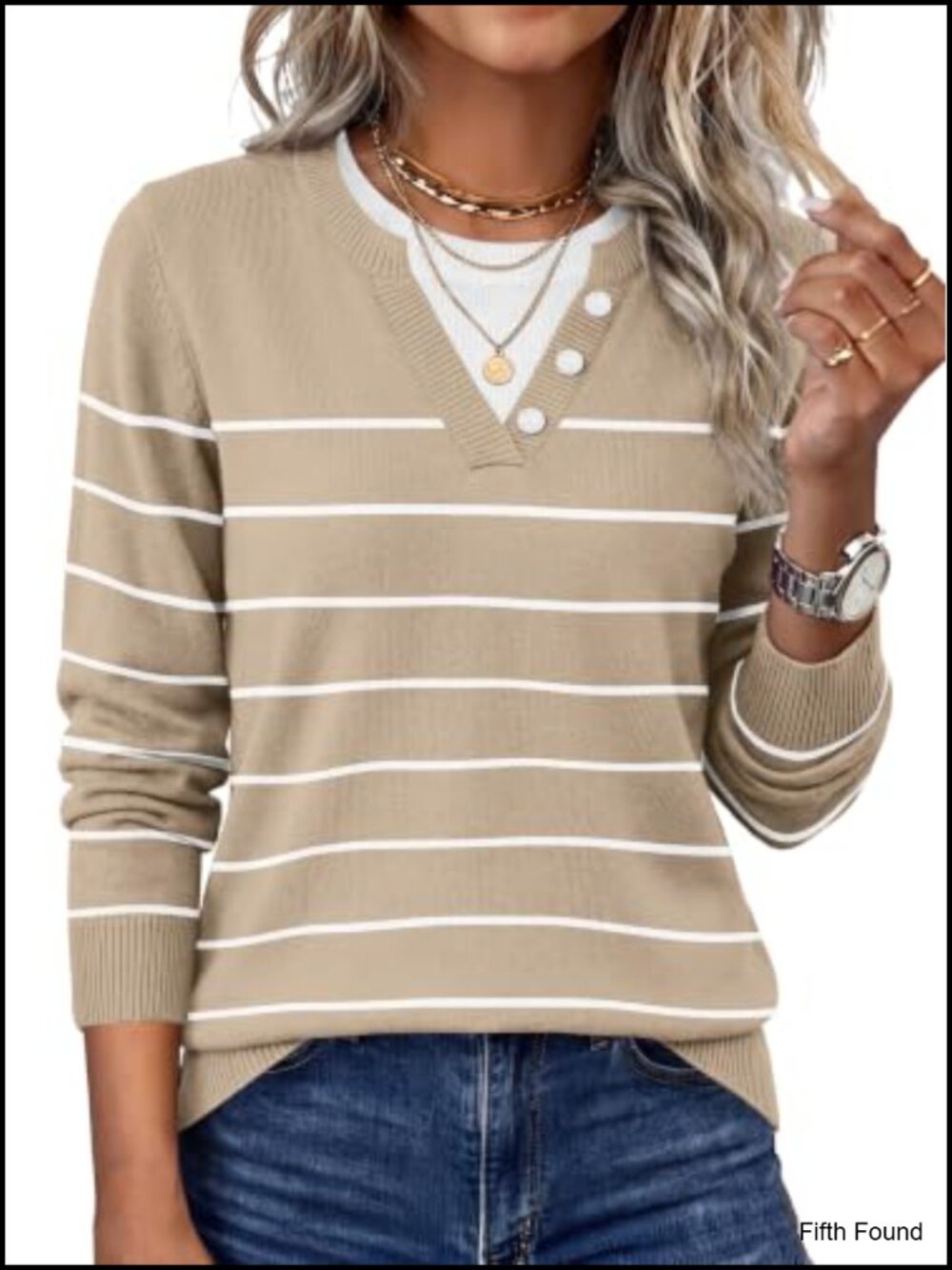 WIHOLL Lightweight Knit Sweater Long Sleeve Faux Layered Pullover